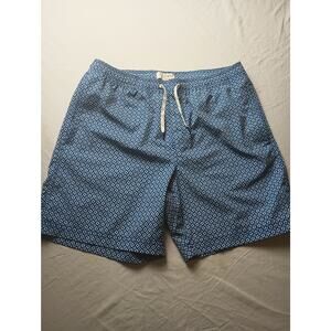 Elysian Swim Shorts Men Medium Blue White Printed Quick Dry Stretch Mesh Lined